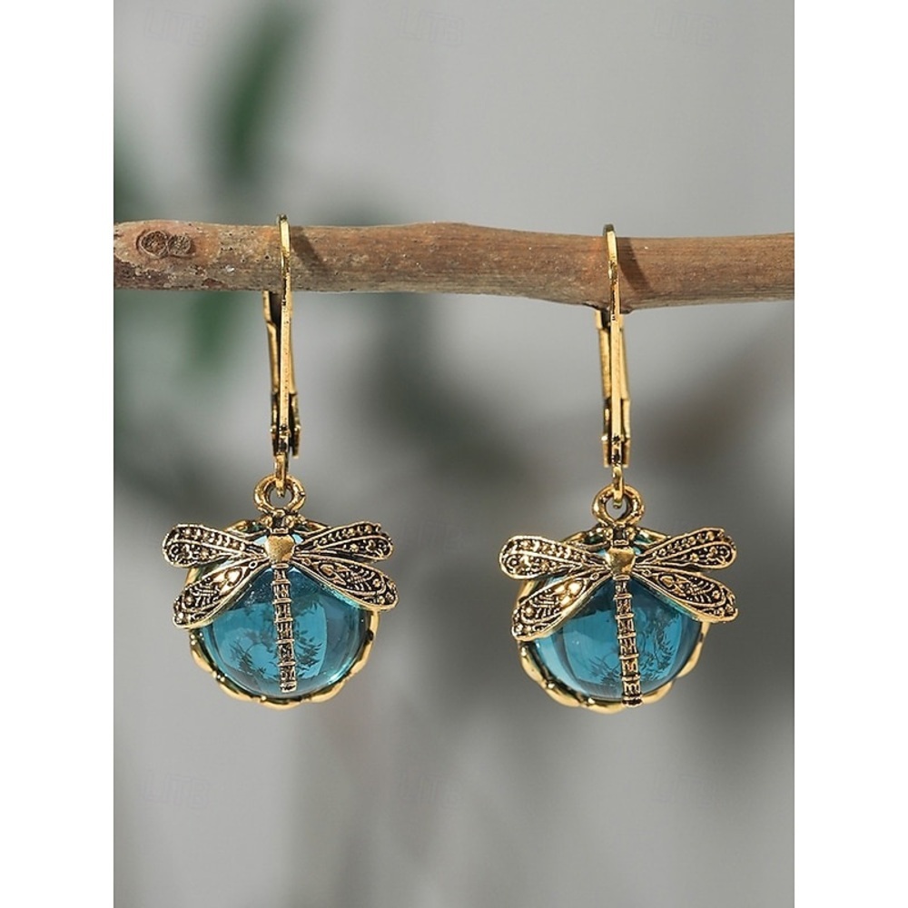 Elegant Dragonfly Blue Earrings NWOT